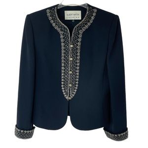 Albert Nipon Evening Navy Blue Blazer